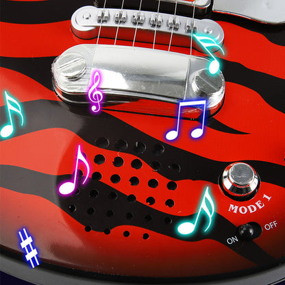 AOQIMITENJOY Musical Instrument Electronic Guitar Toys with Vertical Micphone LED Lighting Karaoke Birthday Gifts for Boys and Girls 3 Year Old+ HK-9080C