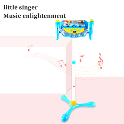 AOQIMITENJOY Musical Instrument Electronic Vertical Microphone Toys with Panel 2 Handheld Microphone LED Lighting Children's Toys Birthday Gifts for Boys and Girls 3 Year Old+ HK-6018