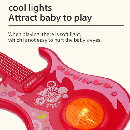 AOQIMITENJOY Musical Instrument Electronic Guitar Set Toys with Vertical Microphone LED Lighting Karaoke Birthday Gifts for Boys and Girls 3 Year Old+ HK-9000C