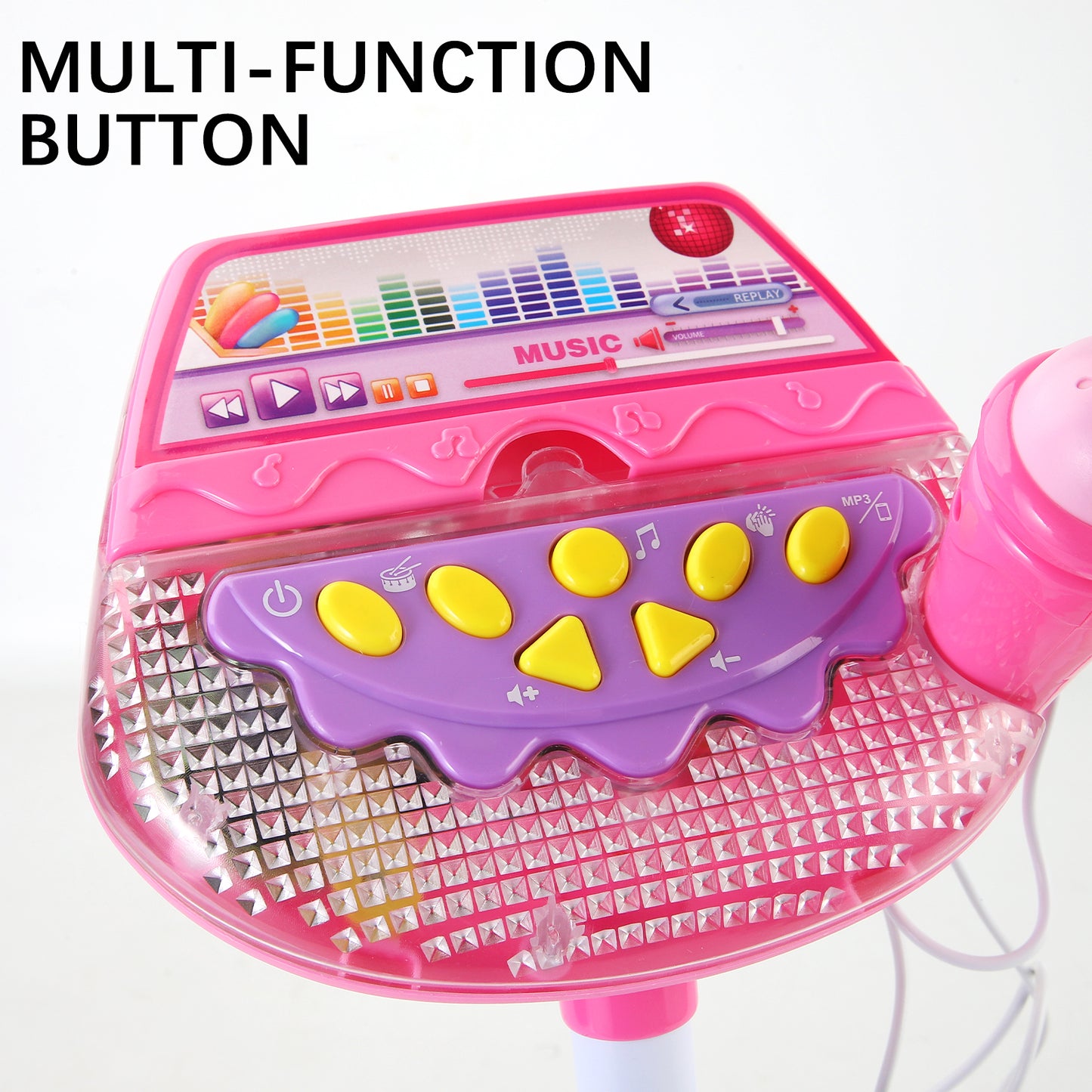 AOQIMITENJOY Musical Instrument Electronic Vertical Microphone Toys with Panel LED Lighting Children's Toys Birthday Gifts for Boys and Girls 3 Year Old+ HK-6011