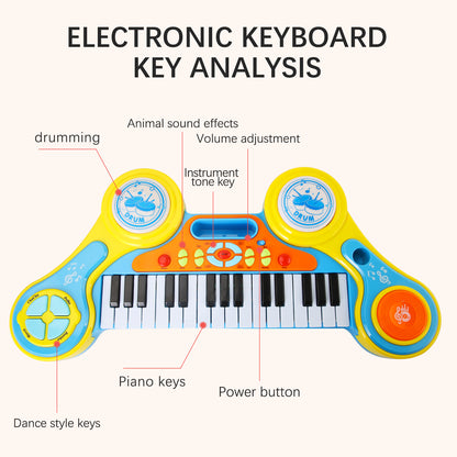 AOQIMITENJOY Musical Instrument Electronic 31 Keys Keyboard Toys LED Lighting Children's Toys Birthday Gifts for Boys and Girls 3 Year Old+ HK-3012B