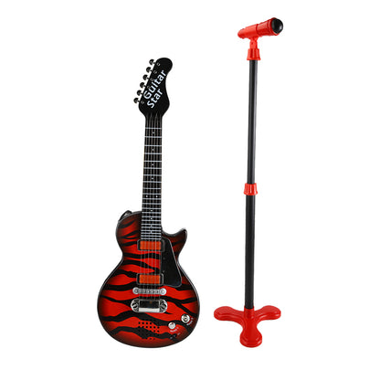 AOQIMITENJOY Musical Instrument Electronic Guitar Toys with Vertical Micphone LED Lighting Karaoke Birthday Gifts for Boys and Girls 3 Year Old+ HK-9080C