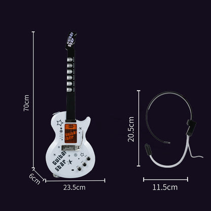 AOQIMITENJOY Musical Instrument Electronic Guitar Set Toys with Vertical Microphone and Speaker LED Lighting Karaoke Birthday Gifts for Boys and Girls 3 Year Old+ HK-9010E