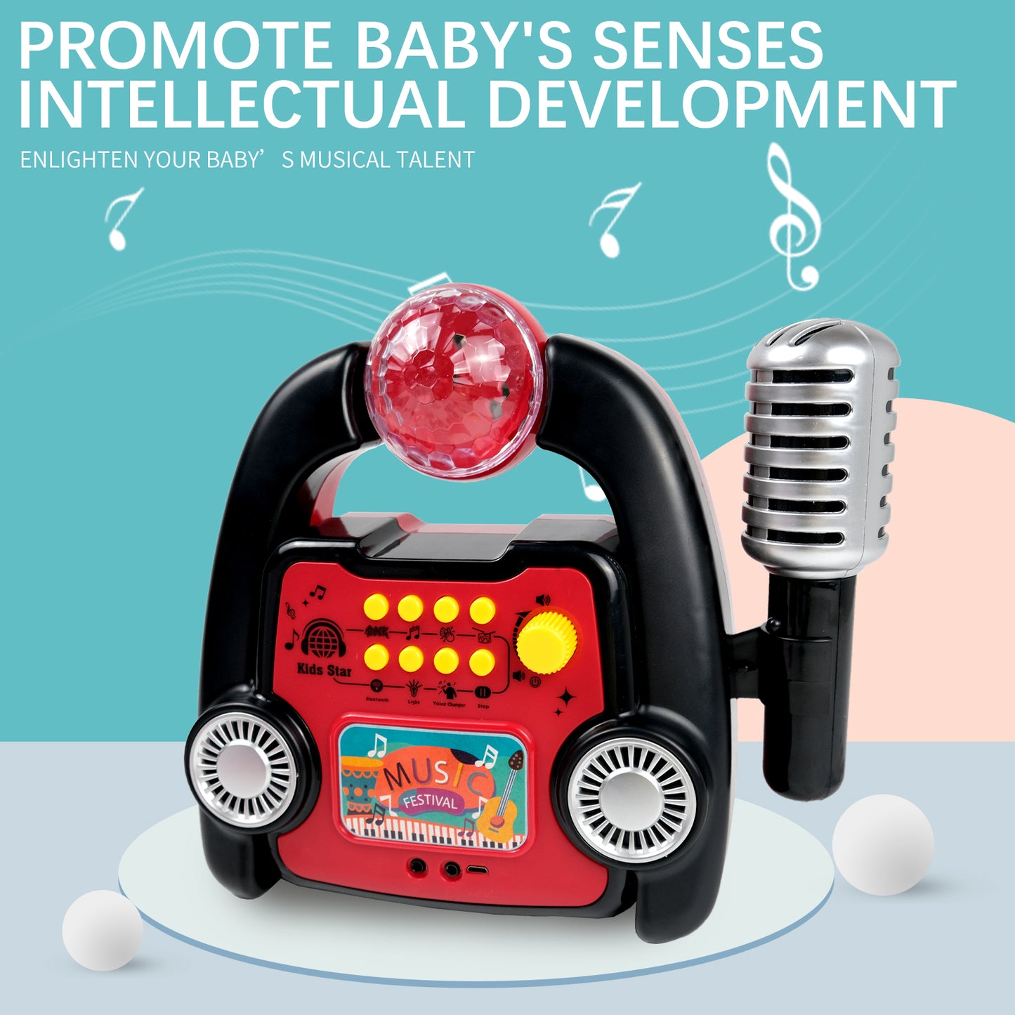 AOQIMITENJOY Musical Instrument Electronic Bluetooth Karaoke Machine Toys with Micphone Lighting Children's Toys Birthday Gifts for Boys and Girls 3 Year Old+ HK-8198ACP