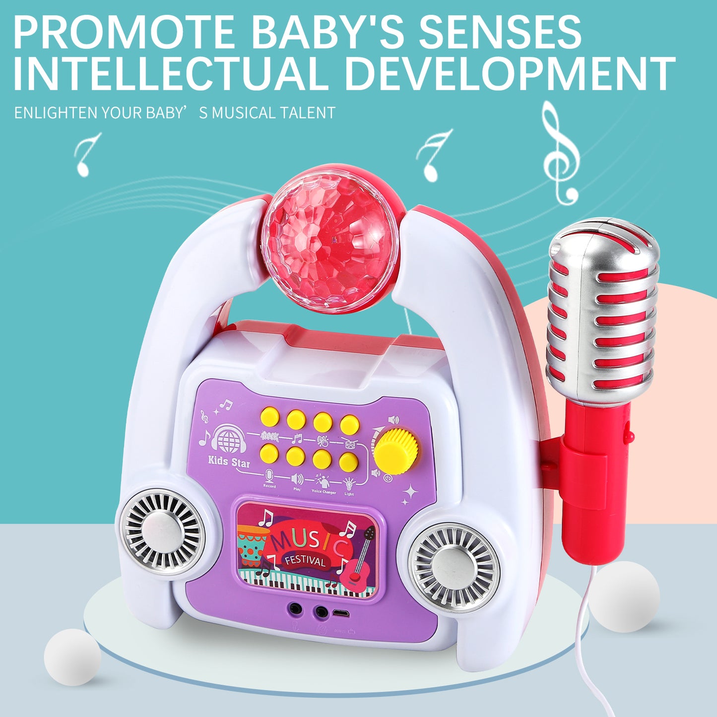 AOQIMITENJOY Musical Instrument Electronic Karaoke Machine Toys with Micphone Lighting Children's Toys Birthday Gifts for Boys and Girls 3 Year Old+ HK-8198A