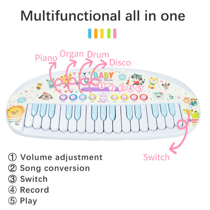 AOQIMITENJOY Musical Instrument Electronic 31 Keys Keyboard Toys LED Lighting Children's Toys Birthday Gifts for Boys and Girls 3 Year Old+ HK-1205A