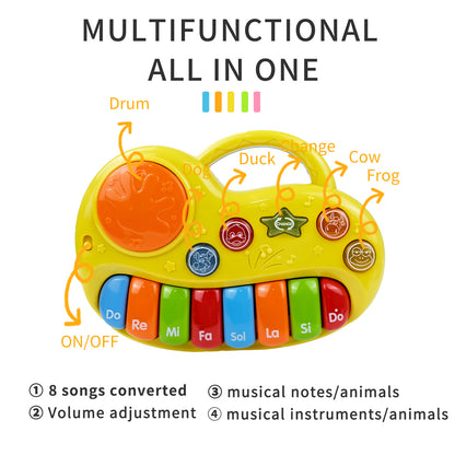 AOQIMITENJOY Musical Instrument Electronic 8 Keys Keyboard Toys LED Lighting Children's Toys Birthday Gifts for Boys and Girls 3 Year Old+ HK-1308A