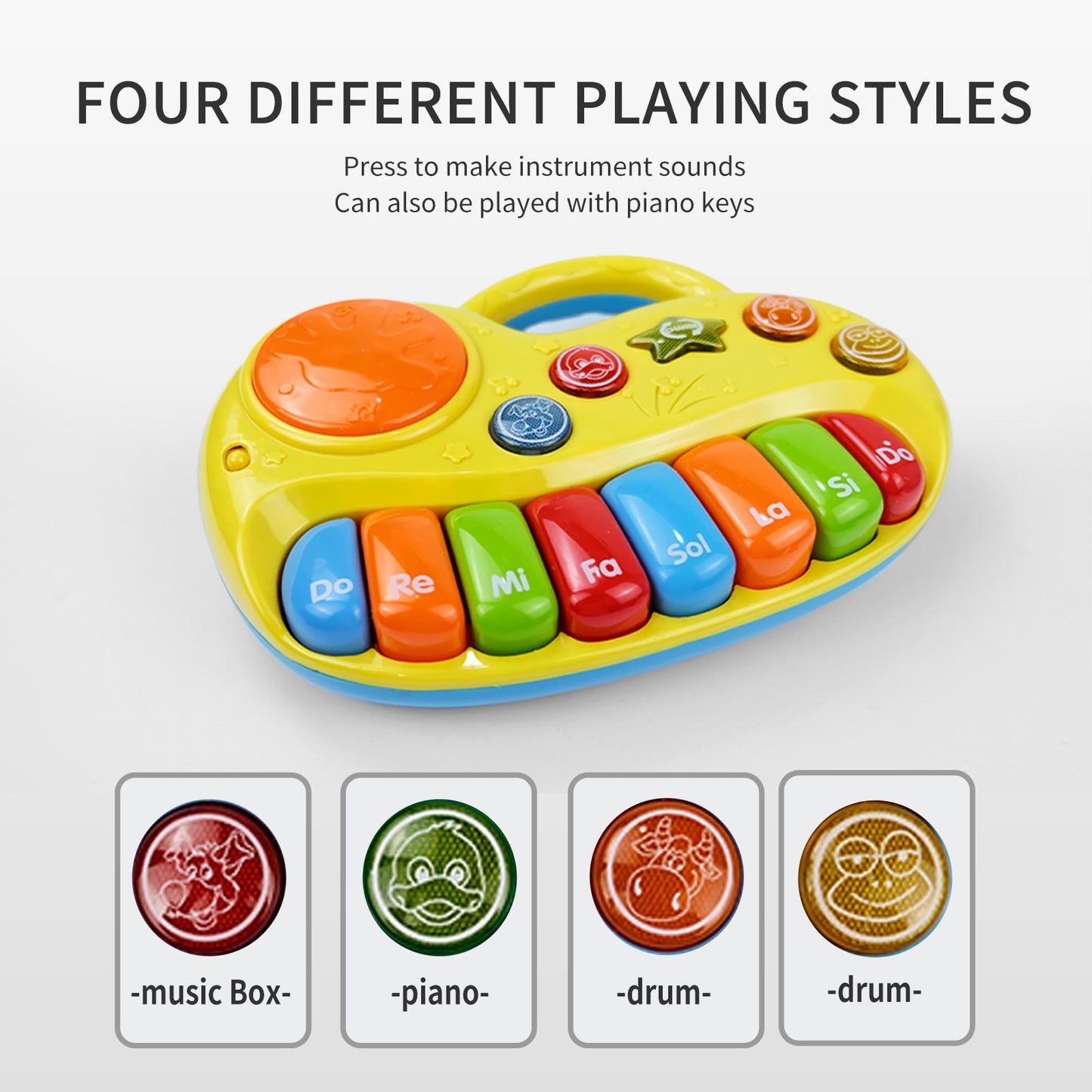 Elektronisches Tastaturspielzeug mit 8 Tasten, Musikspielzeug für Kinder, elektronische Tastatur + Snare-Drum-Kombination