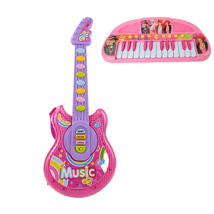 AOQIMITENJOY Musical Instrument Electronic Guitar and Piano Set Toys LED Lighting Birthday Gifts for Boys and Girls 3 Year Old+ HK-9118