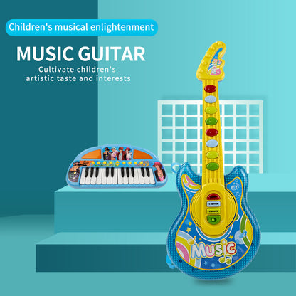 AOQIMITENJOY Musical Instrument Electronic Guitar and Piano Set Toys LED Lighting Birthday Gifts for Boys and Girls 3 Year Old+ HK-9118
