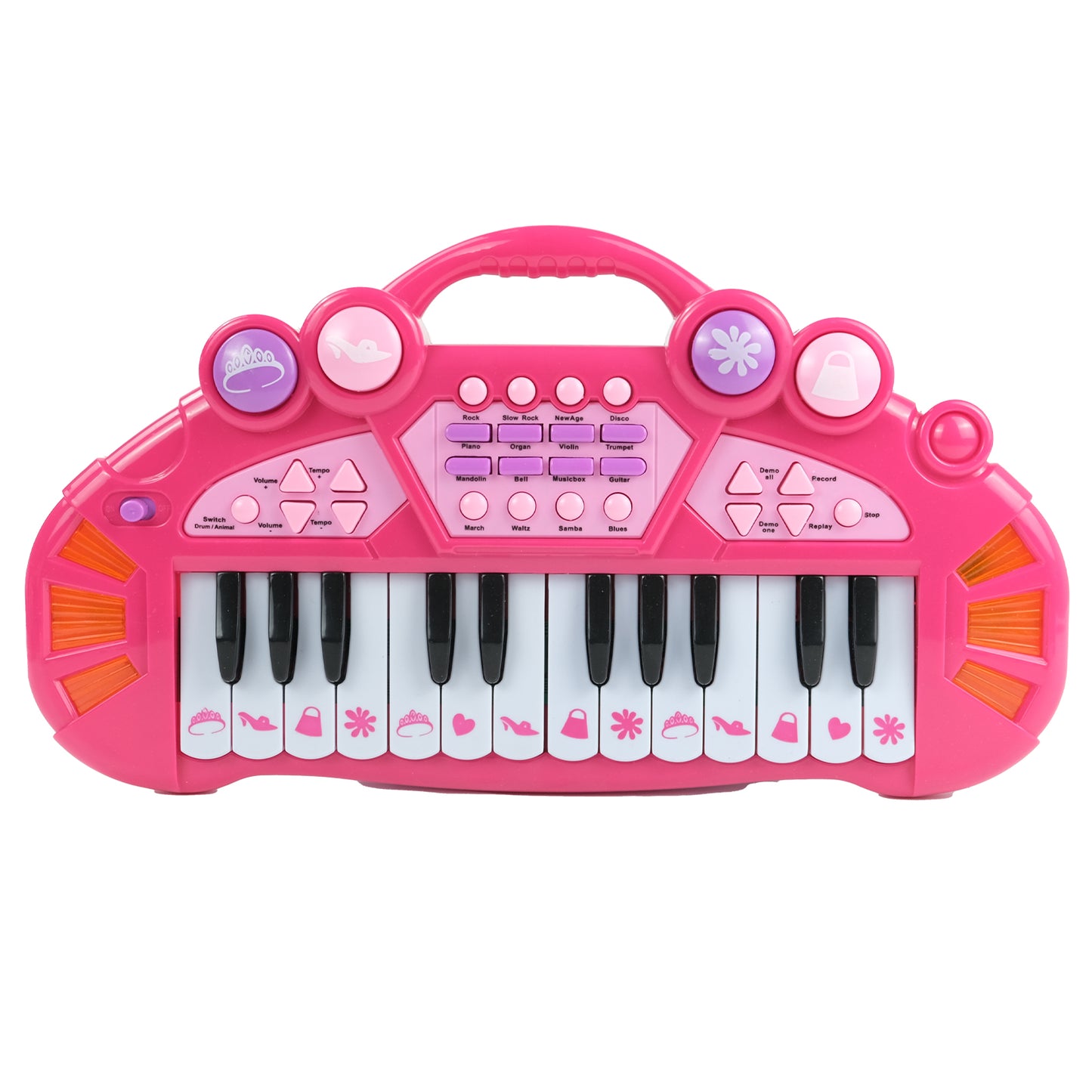 AOQIMITENJOY Musical Instrument Electronic 24 Keys Keyboard Toys LED Lighting Children's Toys Birthday Gifts for Boys and Girls 3 Year Old+ HK-8030A