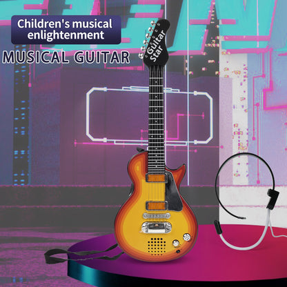 AOQIMITENJOY Musical Instrument Electronic Guitar Toys with Micphone LED Lighting Karaoke Birthday Gifts for Boys and Girls 3 Year Old+ HK-9080B