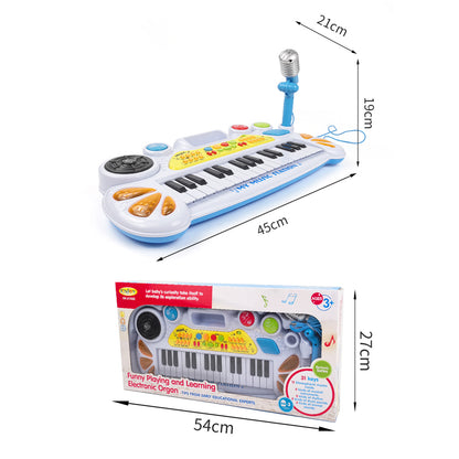 AOQIMITENJOY Musical Instrument Electronic 31 Keys Keyboard Toys with BracketLED Lighting Children's Toys Birthday Gifts for Boys and Girls 3 Year Old+ HK-8158B