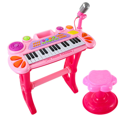 AOQIMITENJOY Musical Instrument Electronic 31 Keys Keyboard Toys with BracketLED Lighting Children's Toys Birthday Gifts for Boys and Girls 3 Year Old+ HK-8158C