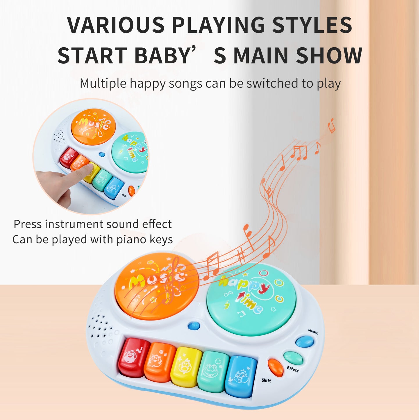 AOQIMITENJOY Musical Instrument Electronic 5 Keys Keyboard Toys LED Lighting Children's Toys Birthday Gifts for Boys and Girls 3 Year Old+ HK-8168