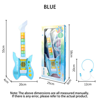 AOQIMITENJOY Musical Instrument Electronic Guitar Toys with Earhook Microphone LED Lighting Karaoke Birthday Gifts for Boys and Girls 3 Year Old+ HK-8178B