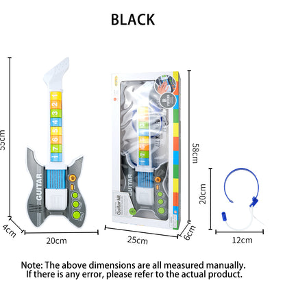 AOQIMITENJOY Musical Instrument Electronic Guitar Toys with Earhook Microphone LED Lighting Karaoke Birthday Gifts for Boys and Girls 3 Year Old+ HK-8178B
