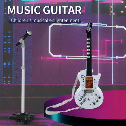 AOQIMITENJOY Musical Instrument Electronic Guitar Set Toys with Vertical Microphone LED Lighting Karaoke Birthday Gifts for Boys and Girls 3 Year Old+ HK-9010C