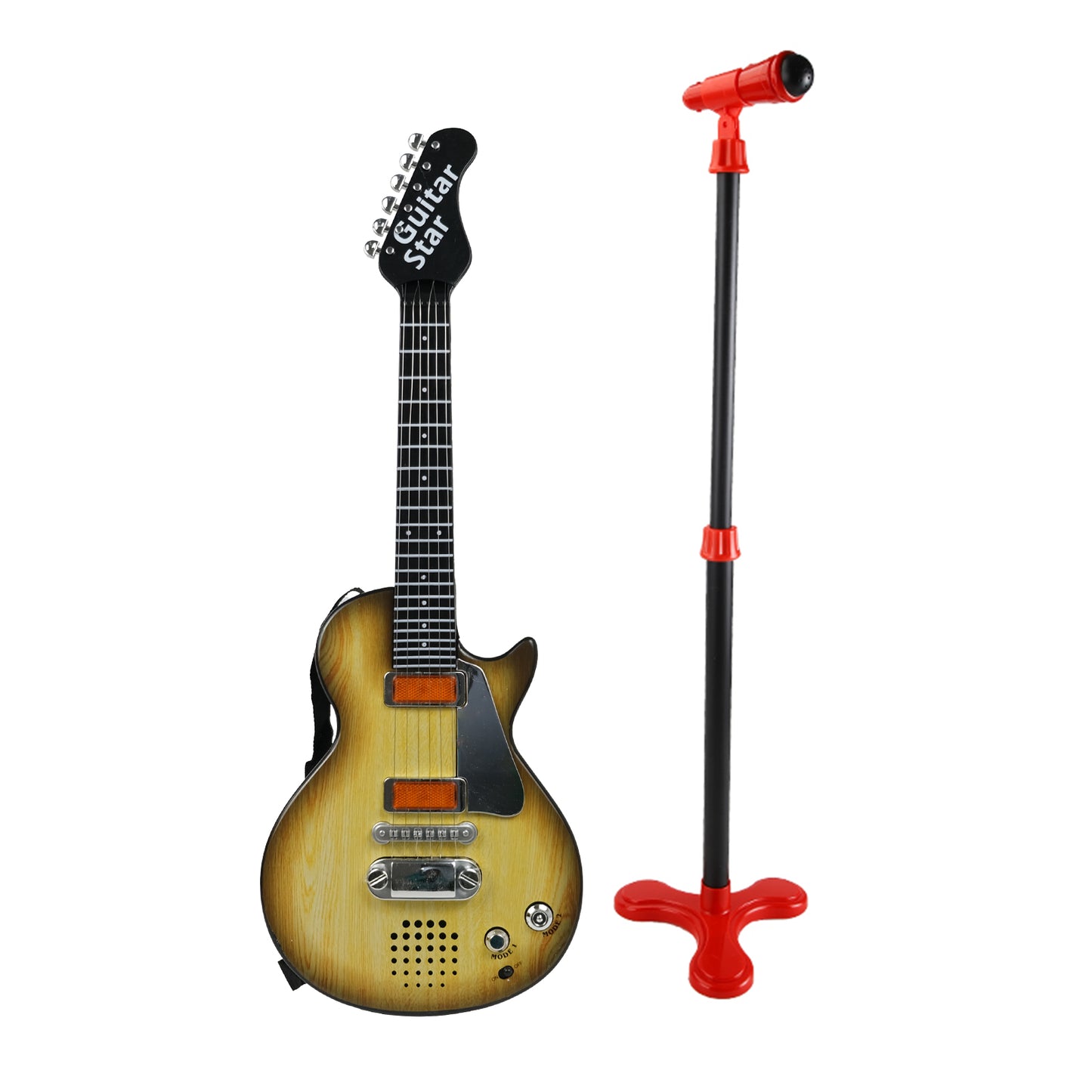 AOQIMITENJOY Musical Instrument Electronic Guitar Toys with Vertical Micphone LED Lighting Karaoke Birthday Gifts for Boys and Girls 3 Year Old+ HK-9080C