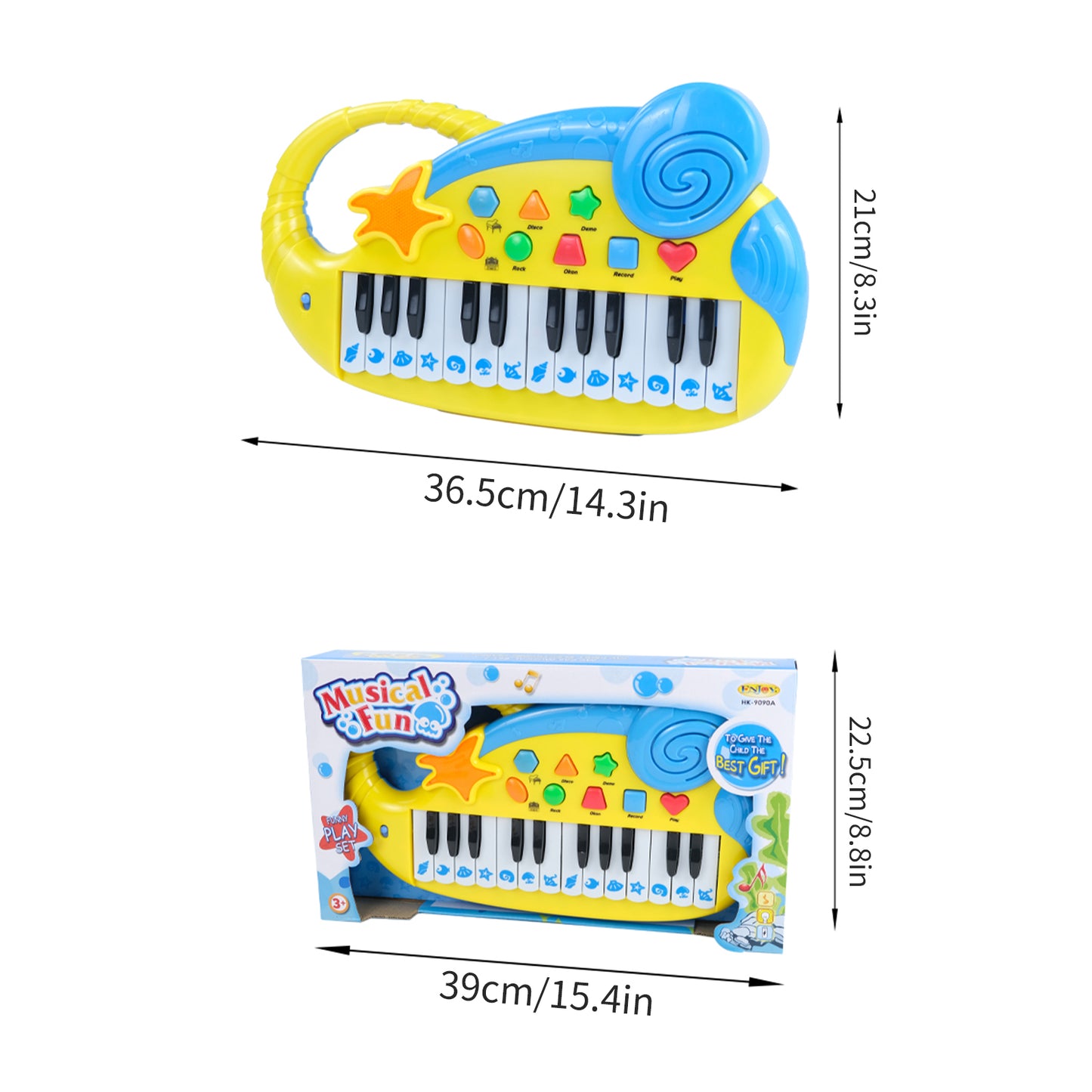 AOQIMITENJOY Conch Musical Instrument Electronic 24 Keys Keyboard Toys LED Lighting Children's Toys Birthday Gifts for Boys and Girls 3 Year Old+ HK-9090A