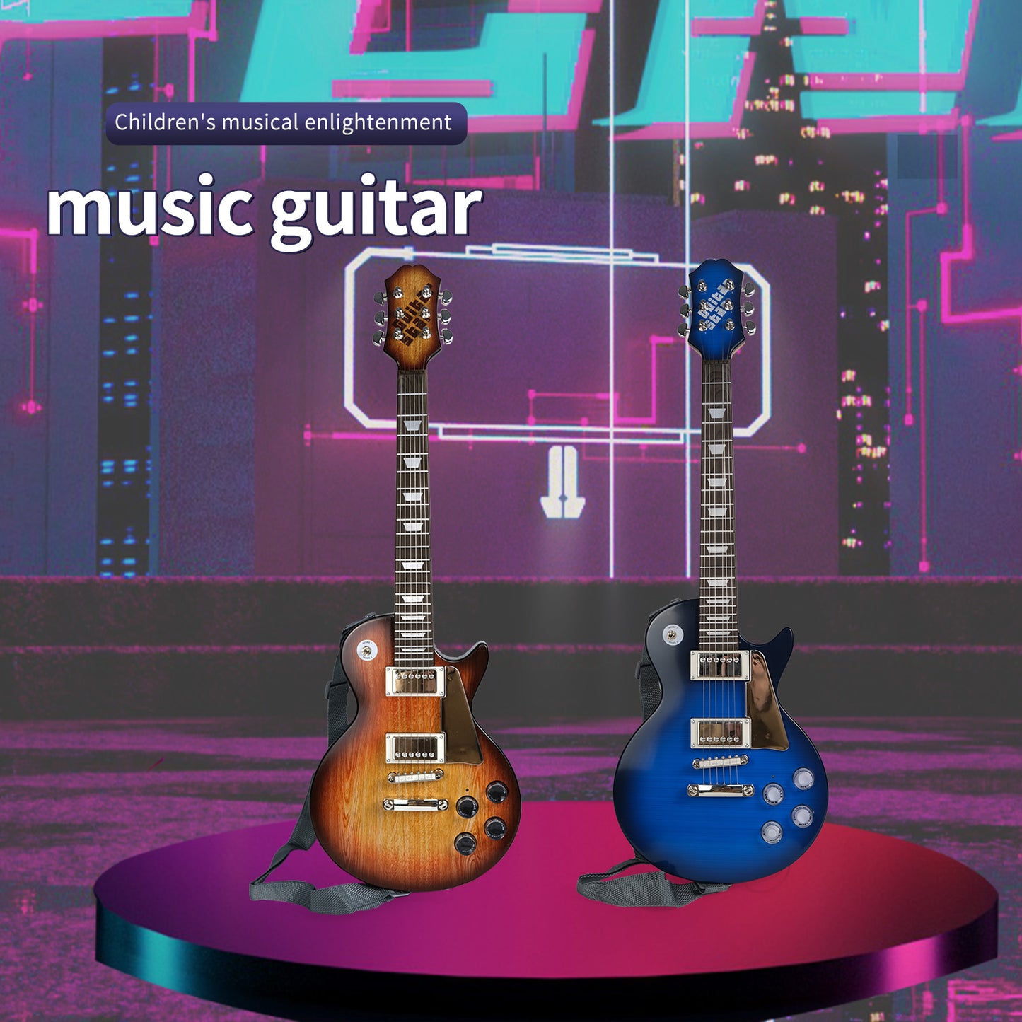 AOQIMITENJOY Electric Guitar for Beginners - Musical Instrument with LED Lights, Perfect Birthday Gift for Boys and Girls HK-9178A