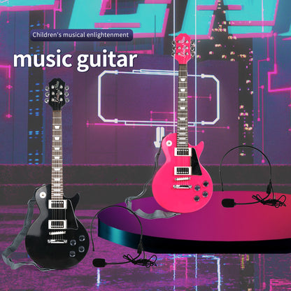 Aoqimitenjoy Electric Guitar with Microphone for Kids – LED Lights, Karaoke Fun, Perfect Birthday Gift HK-9178BS