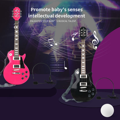 Aoqimitenjoy Electric Guitar with Microphone for Kids – LED Lights, Karaoke Fun, Perfect Birthday Gift HK-9178BS