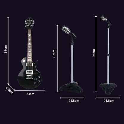 AOQIMITENJOY Musical Instrument Electronic Guitar Toys with Vertical Microphone LED Lighting Karaoke Birthday Gifts for Boys and Girls 3 Year Old+ HK-9178CS