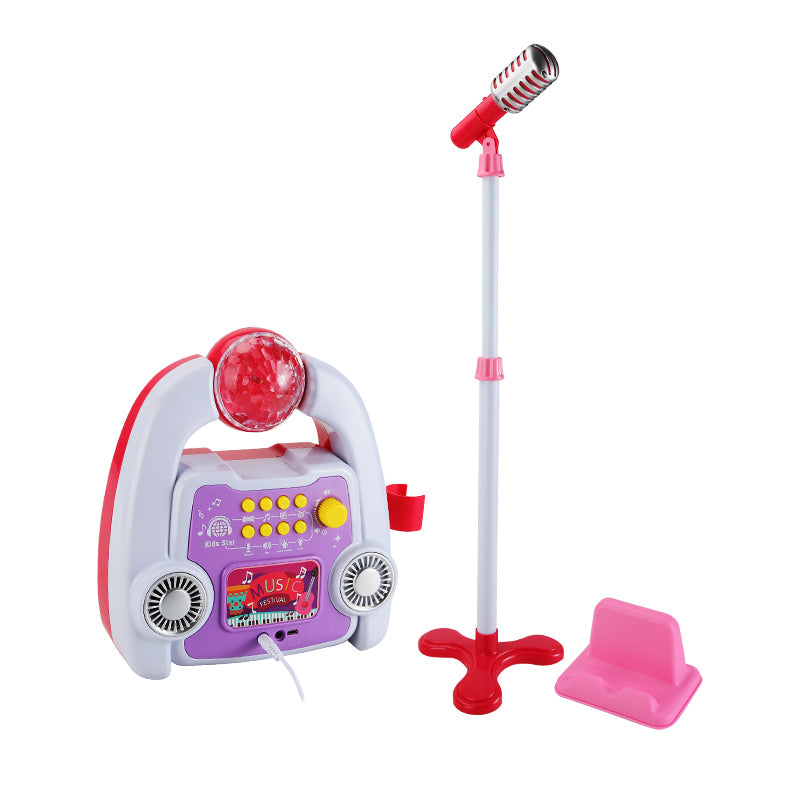 AOQIMITENJOY Musical Instrument Electronic Karaoke Machine Toys with Vertical Microphone Lighting Children's Toys Birthday Gifts for Boys and Girls 3 Year Old+ HK-8198B