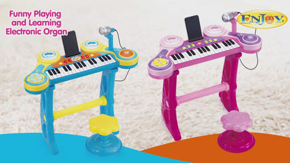 AOQIMITENJOY Musical Instrument Electronic 31 Keys Keyboard Toys with Bracket LED Lighting Children's Toys Birthday Gifts for Boys and Girls 3 Year Old+ HK-3012C