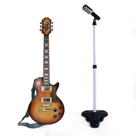 AOQIMITENJOY Musical Instrument Electronic Guitar Toys with Vertical Microphone LED Lighting Karaoke Birthday Gifts for Boys and Girls 3 Year Old+ HK-9178C