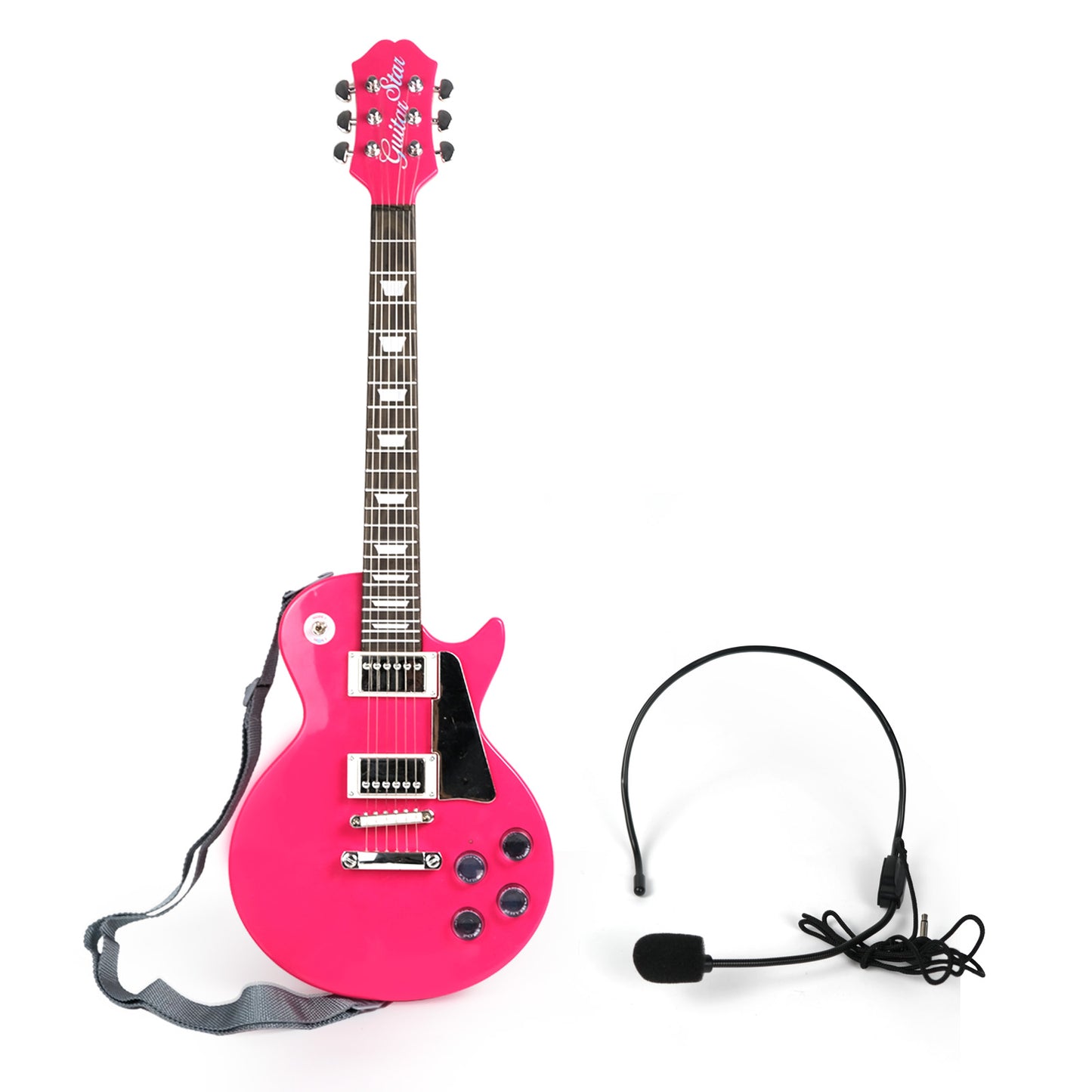 Aoqimitenjoy Electric Guitar with Microphone for Kids – LED Lights, Karaoke Fun, Perfect Birthday Gift HK-9178BS